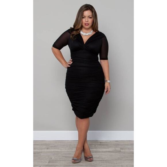 Kiyonna Dress 4X Betsey Style Ruched Bodycon LBD Cocktail Party Lined Sexy - Picture 7 of 8